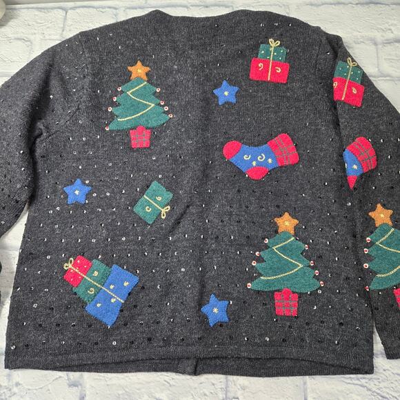 Vintage Talbots Embellished Wool Sweater Christmas made in Hong Kong sz Medium - Picture 3 of 11